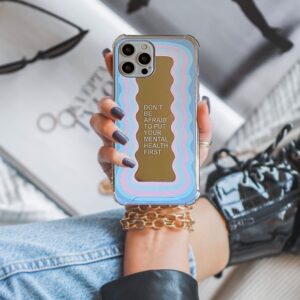 Case con efecto espejo para iPhone 12 pro max, color azul y rosado