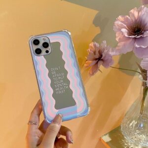 Case con efecto espejo para iPhone 12 pro max, color azul y rosado