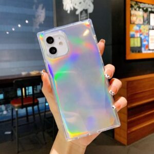 Case para iPhone 11 con bordes cuadrados y estilo holográfico