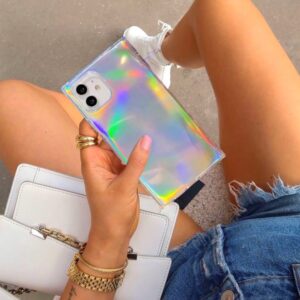 Case para iPhone 11 con bordes cuadrados y estilo holográfico