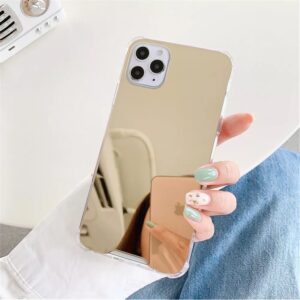 Case para iPhone 11 Pro Max, con efecto espejo en color dorado y con protección antichoque