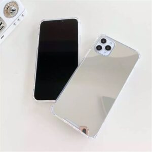 Case para iPhone 11 Pro Max, con efecto espejo en color plateado y con protección antichoque